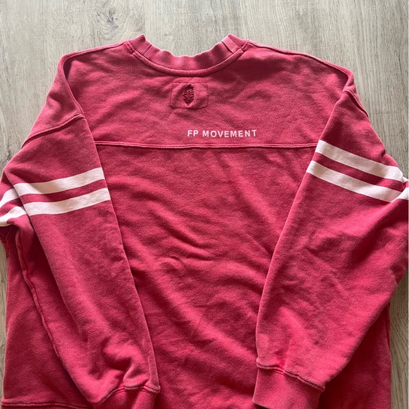 Clearance Sale -Free People Red Sweatshirt with Blue Floral Design - Picture 2 of 4